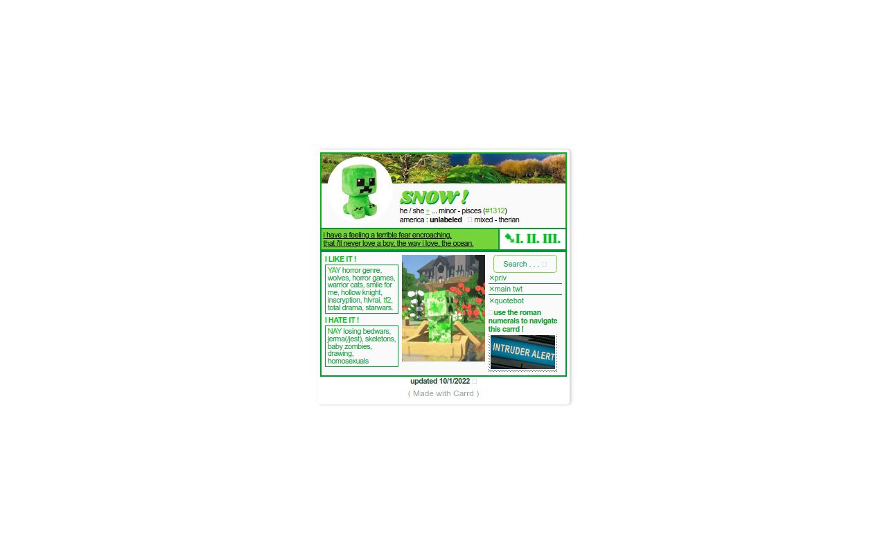 Carrd profile picture for @creepers